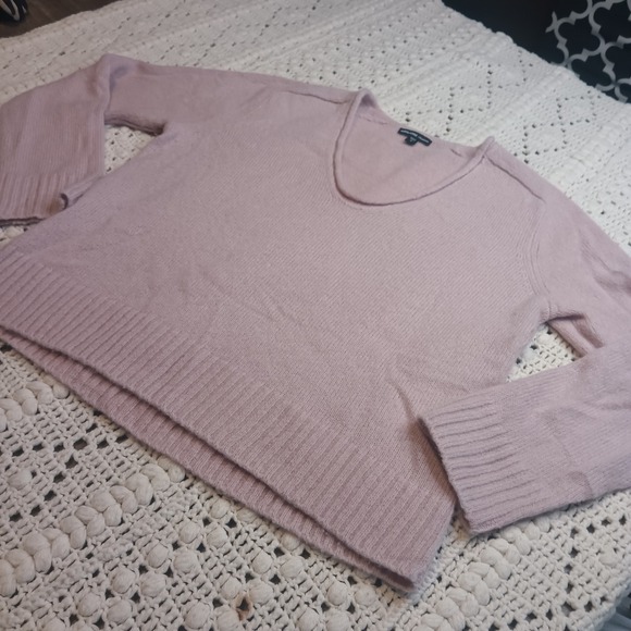 James Perse Womens AZ 2 L Sweater Pink 100% Cashmere V-Neck Pullover Lightweight - Picture 1 of 8